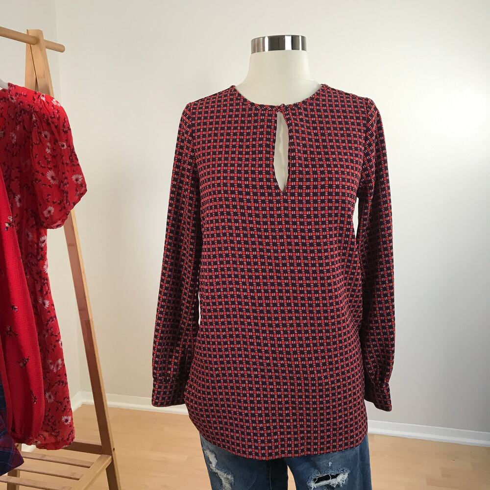 Joie • Red Burgundy Keyhole Pattern Tunic